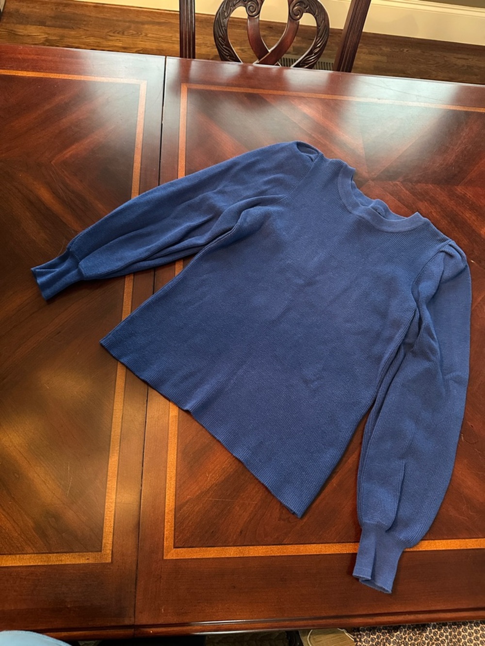 The Limited Navy Puff-Sleeve Sweater Top